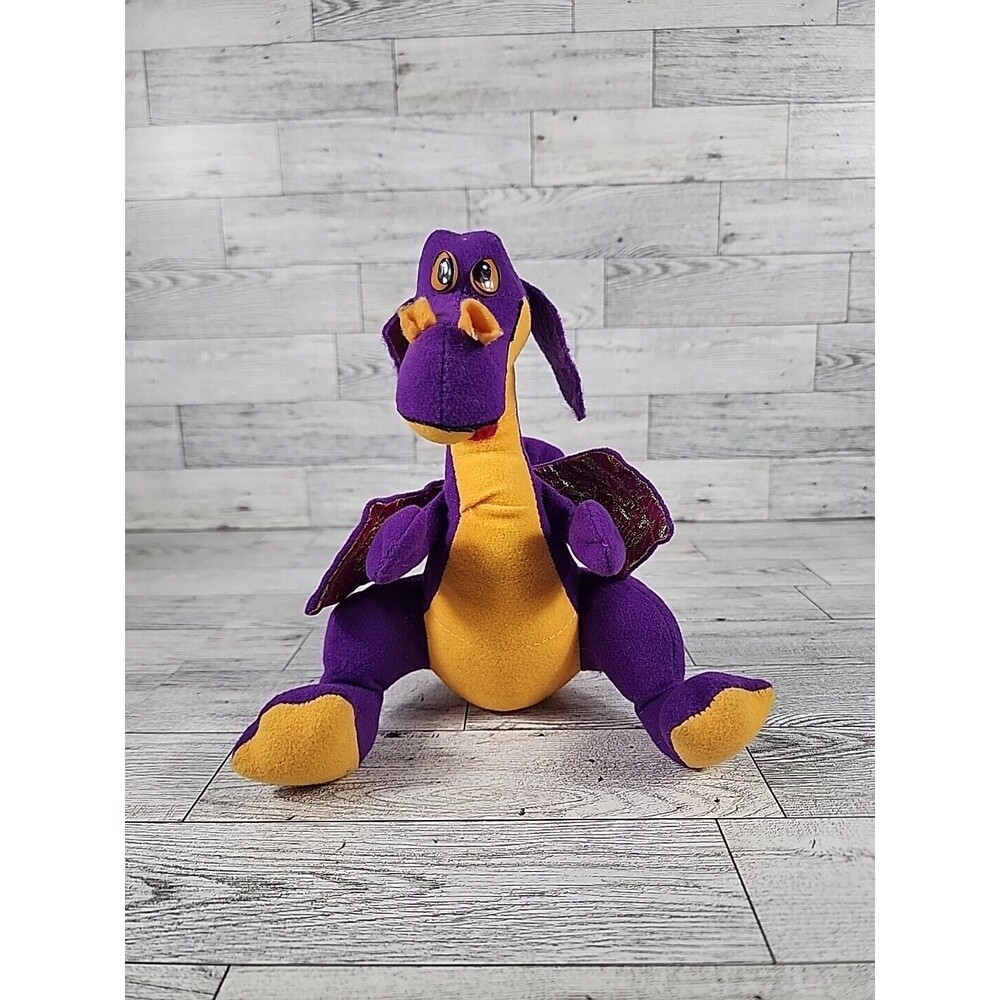 Vintage Acme Dragon Plush 8" Purple 90s Stuffed Animal Doll w/ Iridescent Wings
